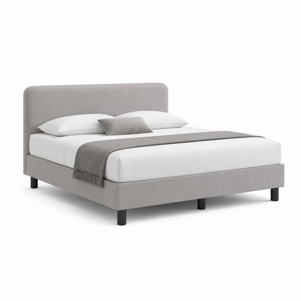 Letto matrimoniale imbottito grigio in poliestere 160 x 200 cm
