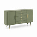 Cassettiera bassa verde oliva in MDF rettangolare con 5 cassetti e 2 ante 140 x 40 x 80 cm