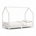 Letto a casetta per bambini bianco in pino massello 90 x 200 cm